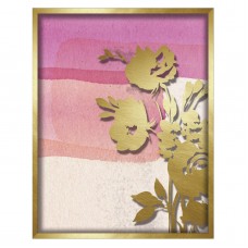 Pink Abstract Watercolor W. Peony Slihouette Shadowbox with Glass Screenprint   566068807